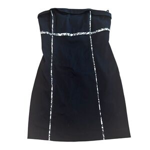 White House Black Market black sleeveless mini dress, white piping detail, 4.